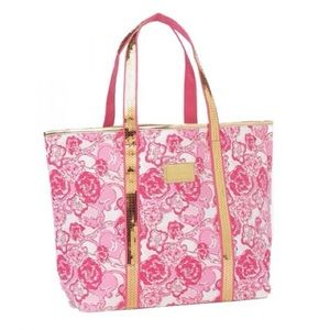 Lilly Pulitzer Sorority Pink Gold Sparkle Tote Phi Mu